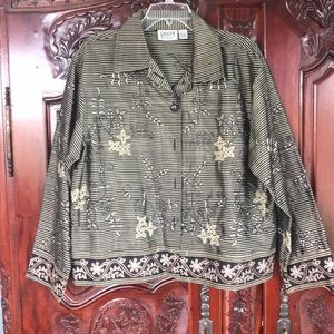 Chico’s 100%silk embroidered jacket